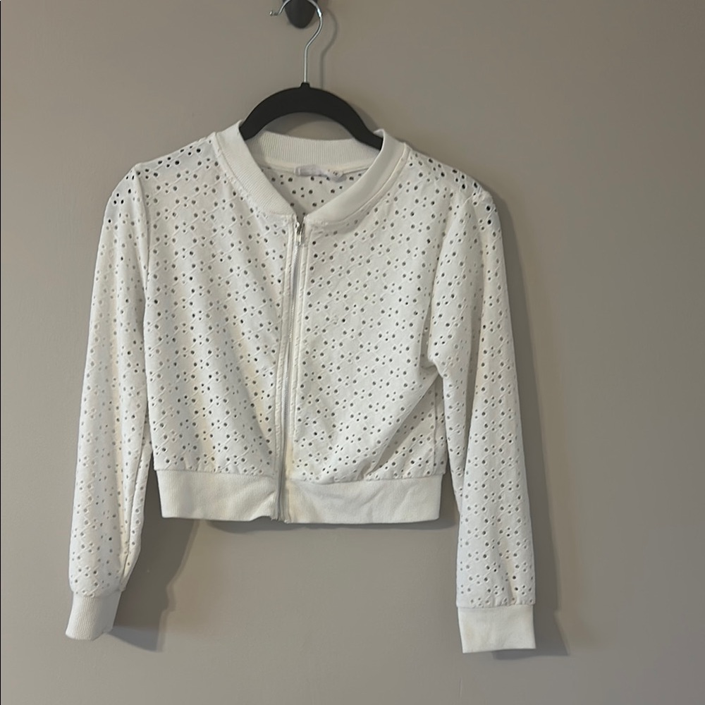 White Eyelet Girls Jacket